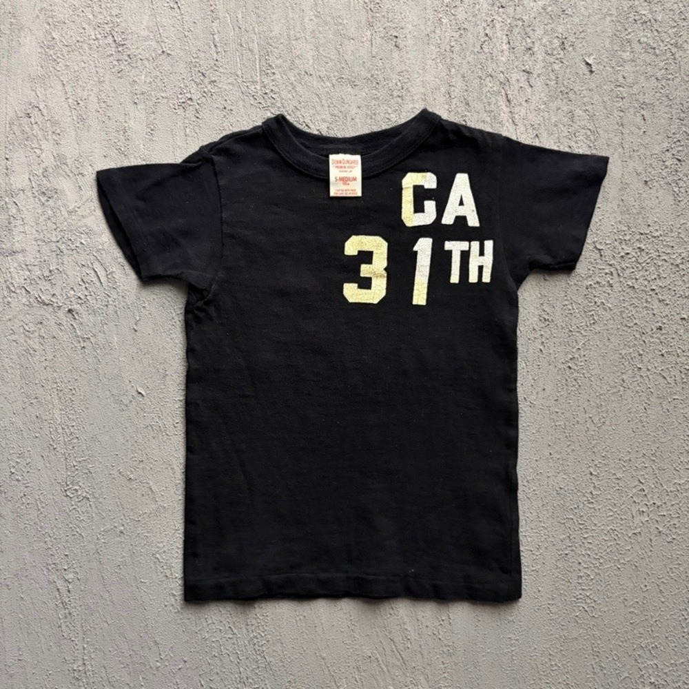 Denim Dungaree T-Shirt Medium 120CM Black LA Graphic Japan Baby Tee